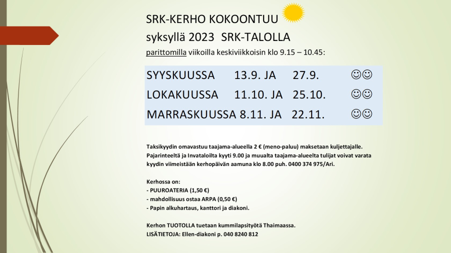 Seurakunnan syksyn -23 seurakuntakerhot alkaa