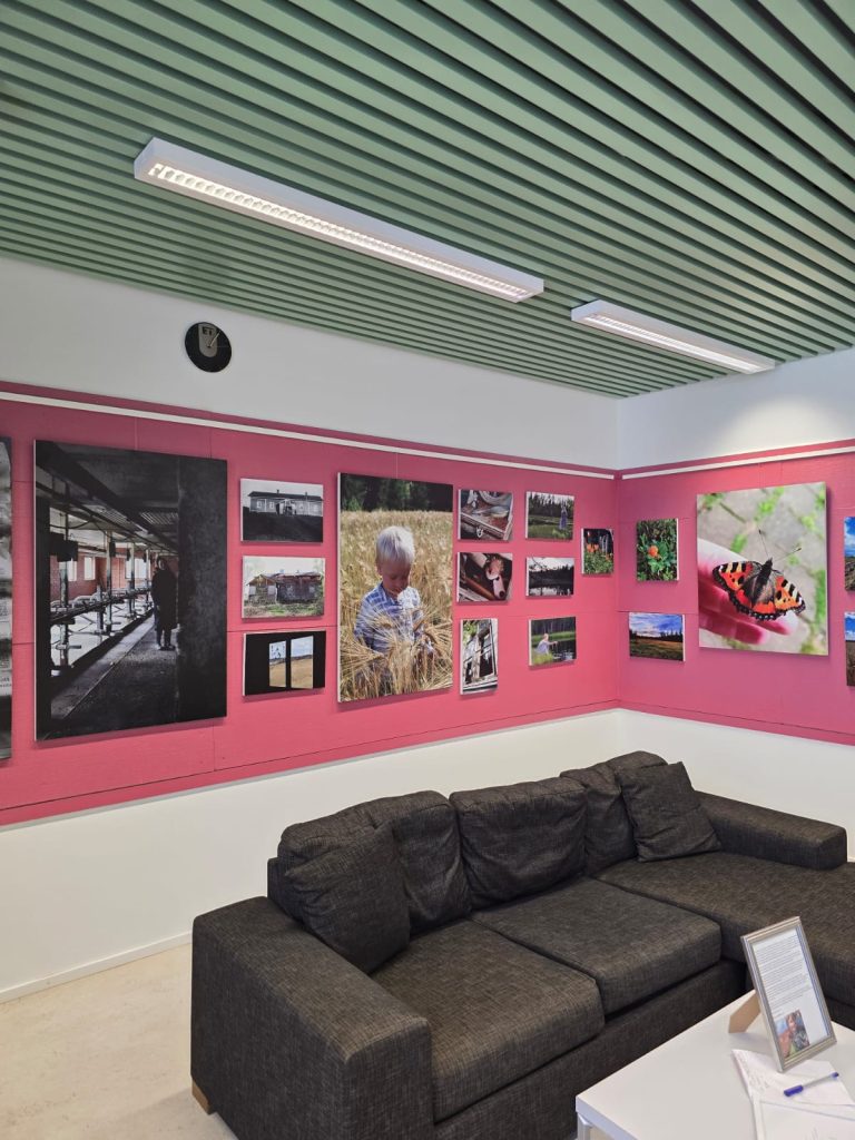 Kuvassa valokuvanäyttelyn tauluja.