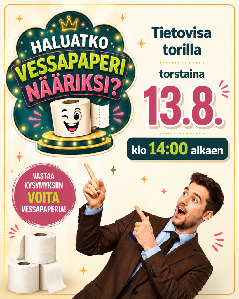 Kuvassa mainos "Haluatko vessapaperinääriksi?" -tapahtumasta.