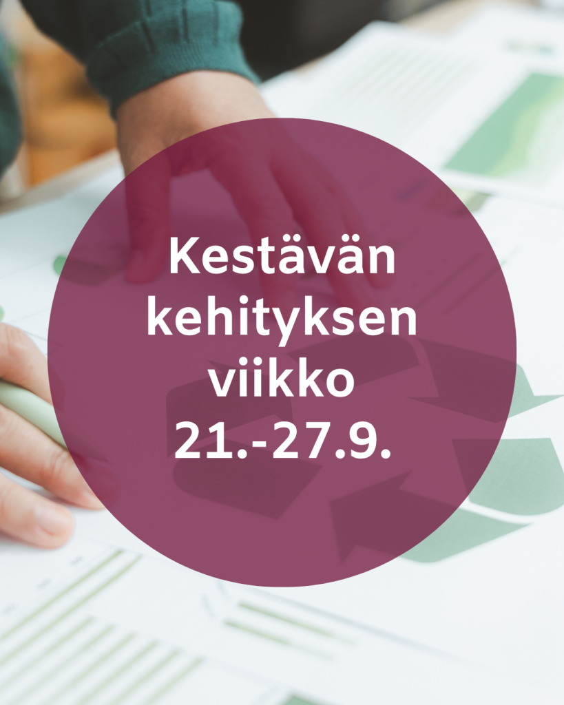 Kunnan brändiväreillä teksti "Kestävän kehityksen viikko 21.-27.9."